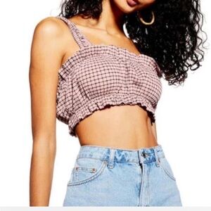 Topshop Gingham Bralette in pink and black. Size US 4